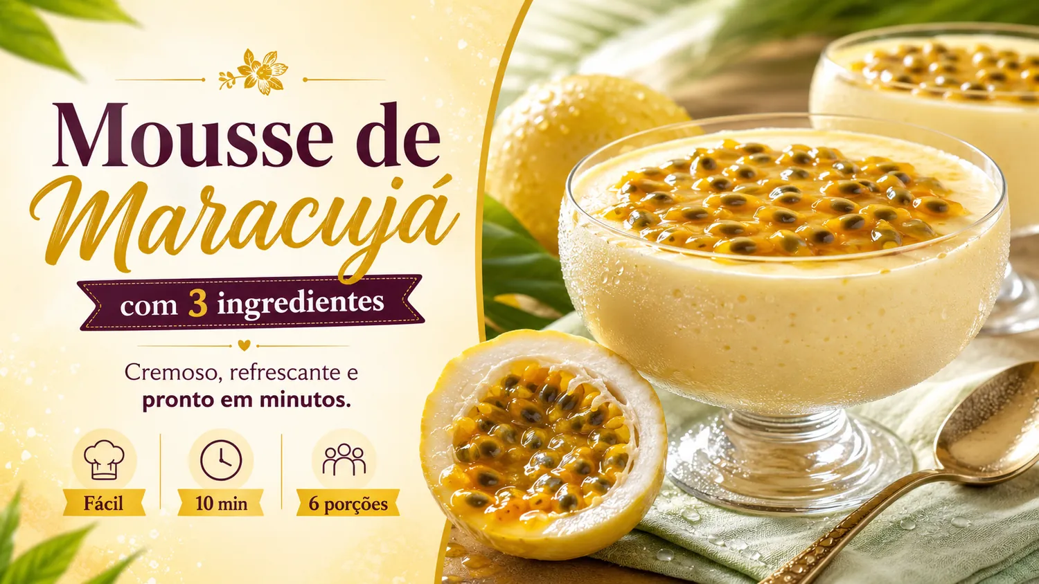 Mousse de Maracujá com 3 Ingredientes