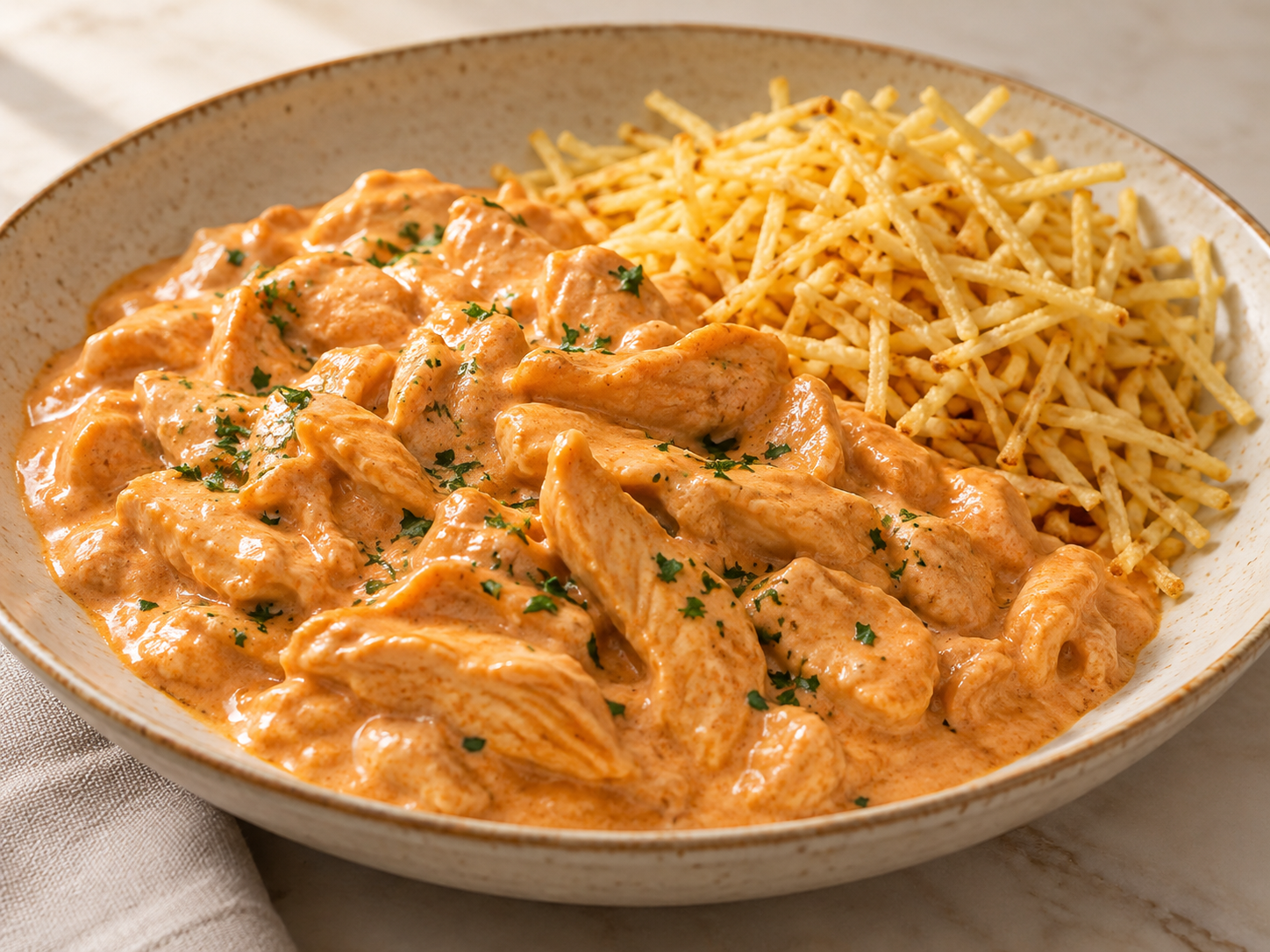 Strogonoff cremoso de frango